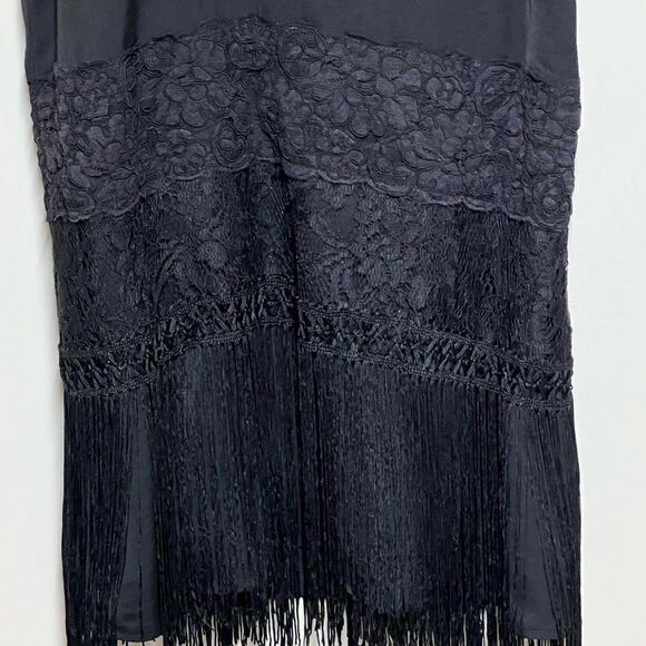 FREE PEOPLE Black Charleston Fringe Flapper Dress Sz 4 - Picture 10 of 10